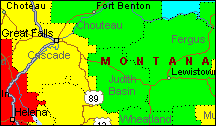 Montana Air Quality Map from US Air Quality Gradebook