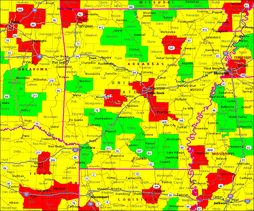 Arkansas Air Quality Map