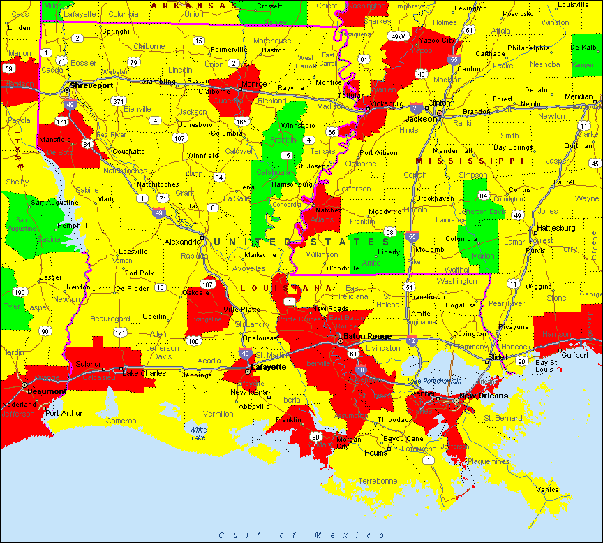 Louisiana Air Quality Map