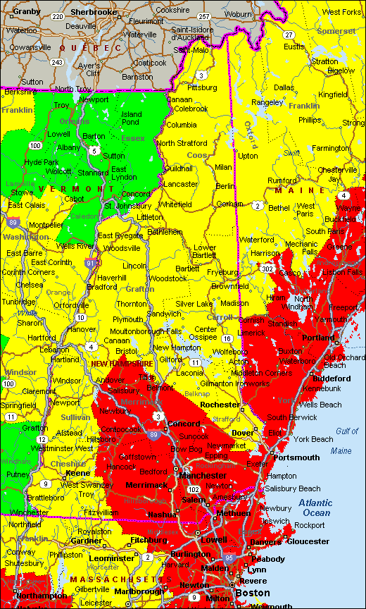 New Hampshire Air Quality Map