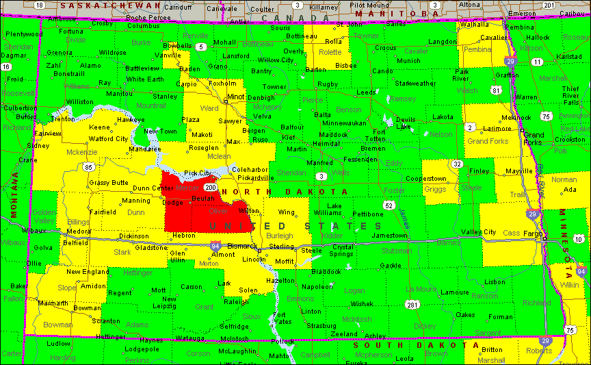 North Dakota Air Quality Map