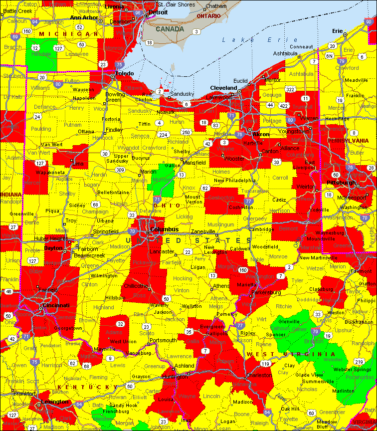 Ohio Air Quality Map