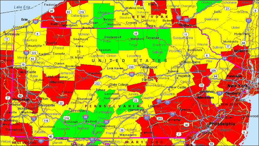 Pennsylvania Air Quality Map