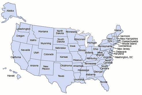 Map of the United States for US Air Quality Gradebook - Air Pollution Sources